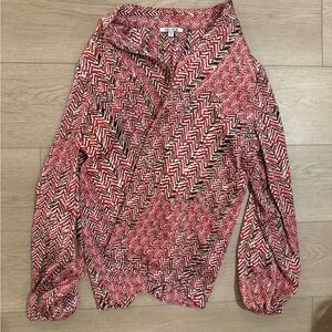 NIC+ZOE Red and Black Patterned Blouse